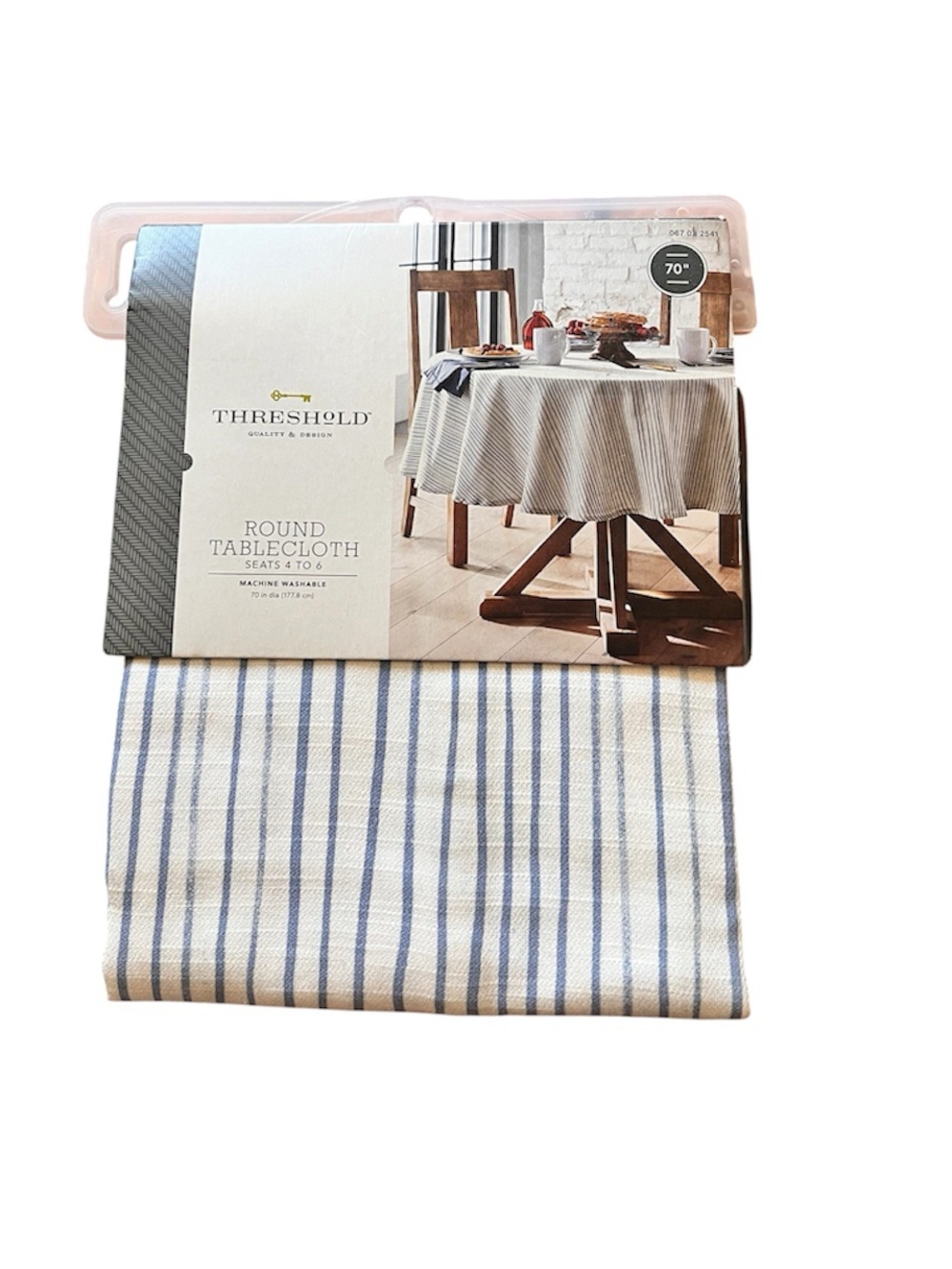 Threshold Blue and Cream Striped Round Tablecloth